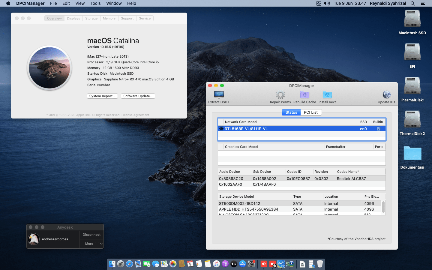 Success Hackintosh macOS Catalina 10.15.5 Build 19F96 in Gigabyte H81M-DS2 + Intel Core i5 4570 + Sapphire Nitro+ RX 470